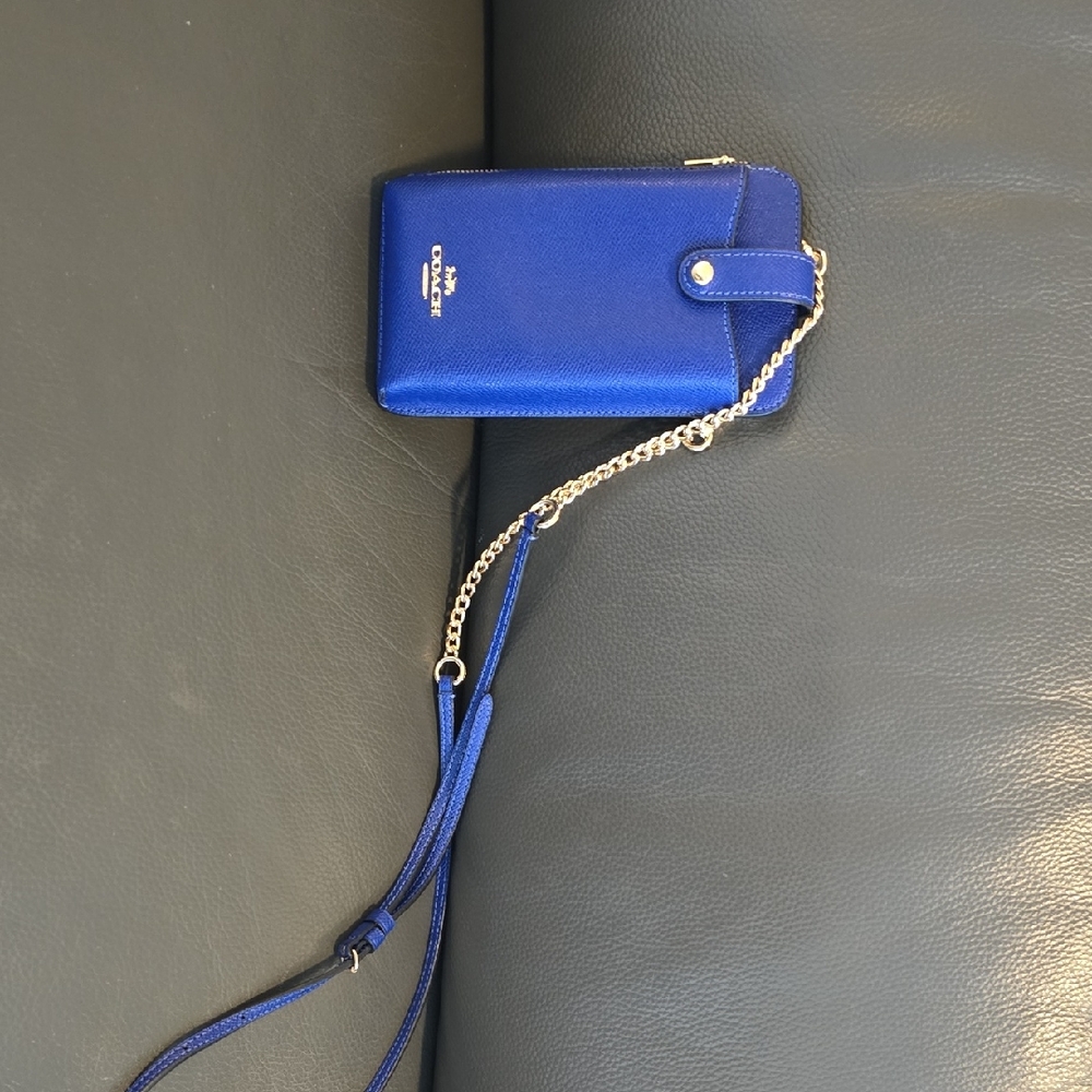 Coach Royal Blue Wallet with Chain Strap